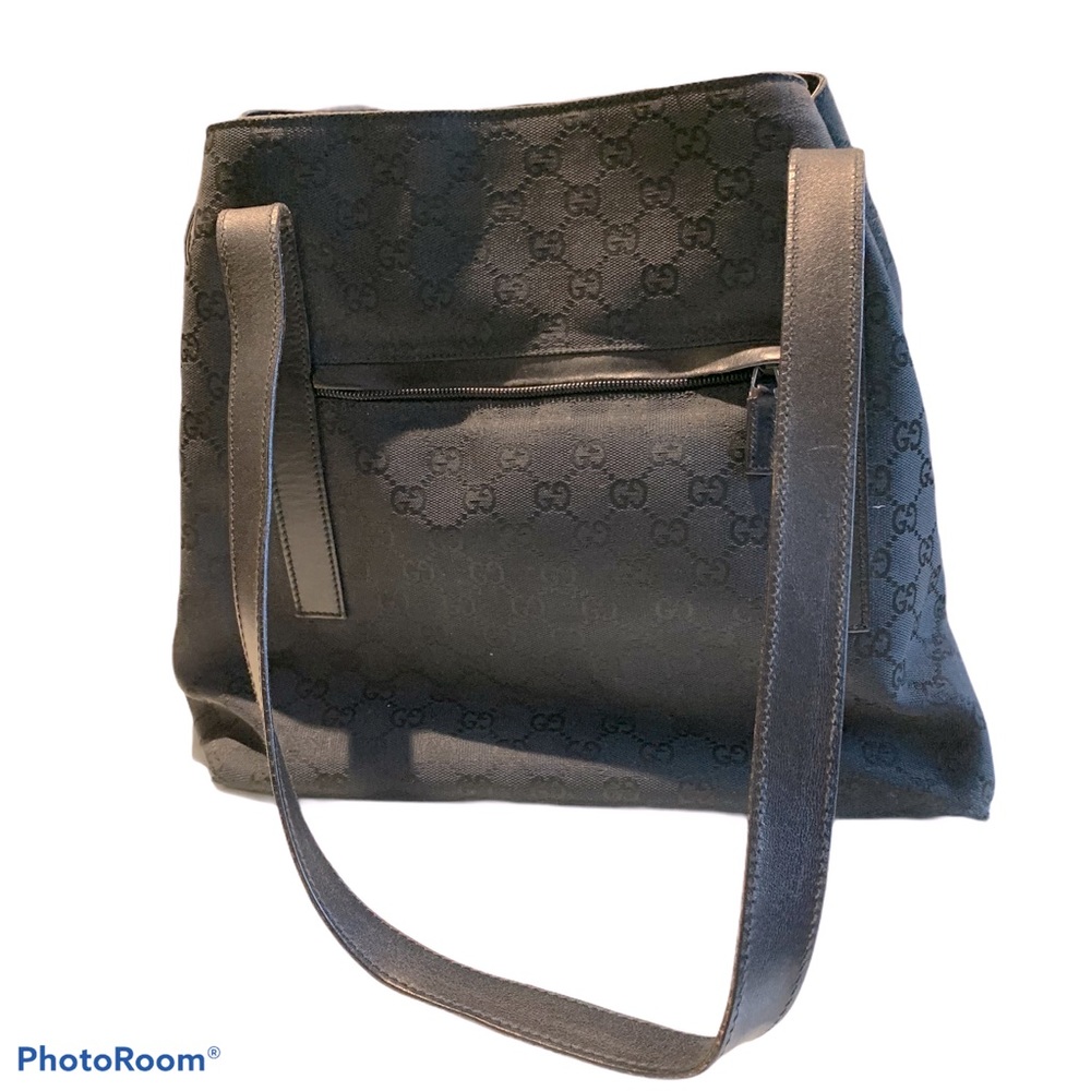 Vintage GUCCI GG Canvas Shoulder Bag Black 30501 Auth 101186